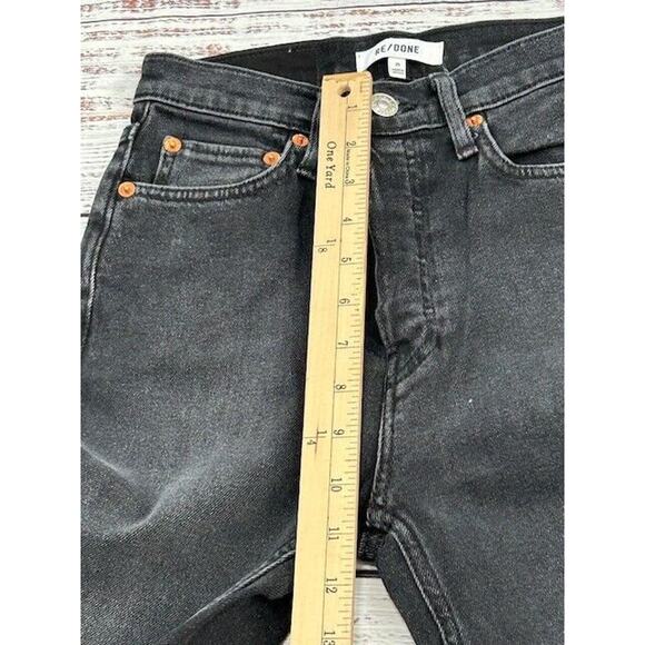 RE/DONE Womens 70s Stove Pipe Straight Leg Jeans Raw Hem Denim Black Size 25 NWT - Picture 10 of 11